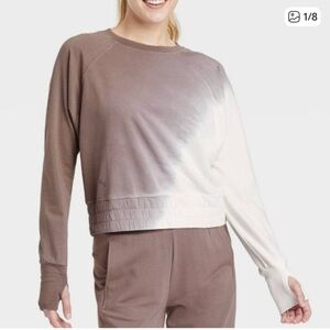 JoyLab Brown and Cream Ombre Sweatshirt